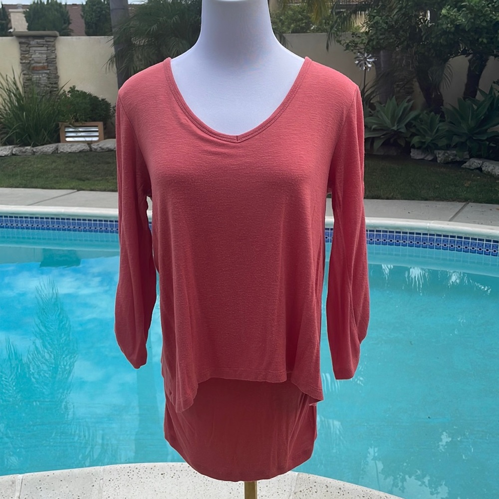Coral oversized layered shirt | Size Small